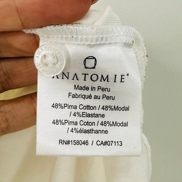 Anatomie Elise Button Down Sleeveless Tank Top in White Pima Cotton size XS - Picture 6 of 6